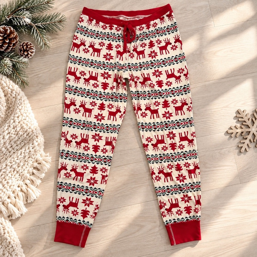 Hanna Andersson Dear Deer Organic Cotton Pajama Pants L Christmas Fair Isle